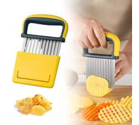Stainless-Crinkle-Chipper Stainless Steel Crinkle Cutter Knife - Perfect for Homemade Wavy Fries, Comfort Stainless Steel Crinkle Chip Cutter for Various Fruits and Vegetables