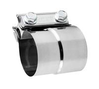 Stainless Exhaust Band Clamp Stepped Lap Joint 2.25 to 2.5 in | Stainless steel,silver,1 piece,2.25 In small side,2.5 In large side,stepped lap joint clamp