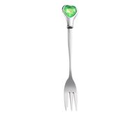 Stainless Fruit Fork Heart Shaped Diamante Creative Dessert Fork for Tasting Flatware(Green)