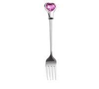 Stainless Fruit Fork Heart Shaped Diamante Creative Dessert Fork for Tasting Flatware(Red)