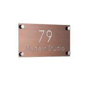 Stainless House Number Door Plate Customize Street Address Letter Family Name For Apartment Hotel Shop Villa Company Cafe Bar(Red bronze Print,30cmx15cm)