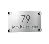 Stainless House Number Door Plate Customize Street Address Letter Family Name For Apartment Hotel Shop Villa Company Cafe Bar(Silver Print,30cmx15cm)