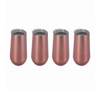 Stainless Insulated Wine Tumbler with Lid -Portable Egg Shape Cup Fashion Gift Cup-6 Oz ,Rose Gold (4 Pack)