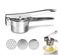Stainless-Interchangeable-Potato Ricer Masher - Food Grade Stainless Steel Potato Ricer Press with 3 Interchangeable Discs for Mashed Potatoes, Puree, Fruit & Vegetables, Baby Food