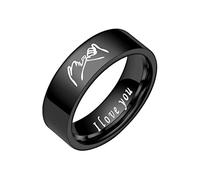 Stainless Love Rings Hand In Hand Decompression Rotatable Ring Wedding Rings For Women Rings For Men Smooth Rings Geometry Rings Size 6 13 Girl from The Ring Costume (Black, 8)