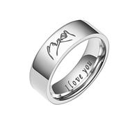 Stainless Love Rings Hand In Hand Decompression Rotatable Ring Wedding Rings For Women Rings For Men Smooth Rings Geometry Rings Size 6 13 Chunky Ring Pack (Silver, 13)