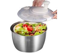 Stainless Salad Spinner, Large Vegetable Dryer, Rotating Handle Bowl with Easy Use Design, Kitchen Tool for Washing and Drying, Salad Accessory with Sturdy Build, Lettuce Spinner for Fruits Vegetables