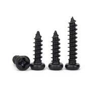 Stainless screws, 100pcs M1 .2 Length 3-8mm Black Steel Small Phillips Pan Head Cross Round Self-Tapping Wood Screw(8mm,(100pcs) M1)