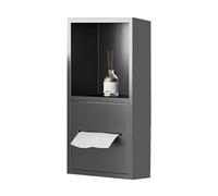 Stainless Stainless Steel Shower Niche, Recessed Toilet Paper Holder, Two-Tier Bathroom Shelf, for Bathrooms, Living Rooms, Bedrooms(Gray,40x20x12.5cm)