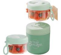 Stainless Stee Breakfast Cereal Cup On The Go 530ml+330ml, Reusable Overnight Oats Jar with Spoon for Freezer & Dishwasher, Portable Leak-Proof Yogurt Pot for School Office Travel Picnic (Green)