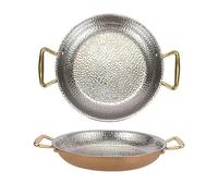 Stainless Stee Paella Pan Non Stick Frying Pans with Double Handles - Induction Skillets for Paella and Rice Recipes - Seafood Plate Dish Bowl for Home Cooks, Restaurants & Caterin (Rose Gold 30cm)