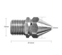 Stainless Steel 1/4" High-Pressure Sewer Drain Nozzle for Pressure Washers - 1 Front + 3 Rear Jets, 31.5 x 13 mm, Quick-Connect Fitting Compatible