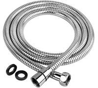 Stainless Steel 1.5m Shower Hose 59-Inch,Replacement- Anti-Kink Shower Hose-Connection Universal Standard Fitting - extendable -Anti-Kink -Flexible -Universal- G 1/2 (Silvery, 1m)