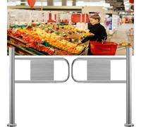 Stainless Steel 1-Way Safety Revolving Door, Double Spring-Loaded Swing Gate for Supermarkets, Half Waist Entrance/Exit Device (Wide 190cm)