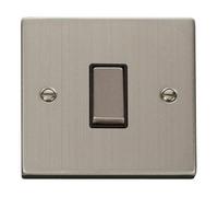 Stainless Steel 10A 1 Gang 2 Way Ingot Light Switch - Black Trim - Se Home