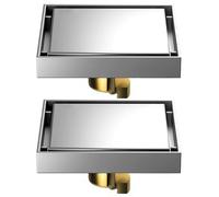 Stainless Steel 10x10cm Square Floor Drain Invisible Tile Design Quick Drainage with Anti Backflow Valve Odor Control Ideal for Bathrooms & Shower Rooms (2 Pack)