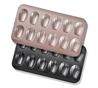 Stainless Steel 12-Cavity Non-Stick Coated French Shell 3D Mini Cake Baking Tray Sponge Cake Pastry Kitchen Baking Utensils(Black)