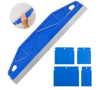 Stainless Steel 12-Inch Paint Cutting in Tools for Painting | 4-Piece Guard Paint Edger Tool | Smearing & Repairing Wallpaper Shield Kit (Blue)