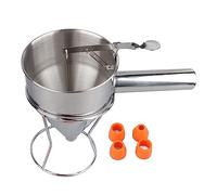 Stainless Steel 1200ml Batter Dispenser with 4 Silicone Spouts & Compact Rack - Ideal for Pancakes Waffles Roti Crepes and Bottles