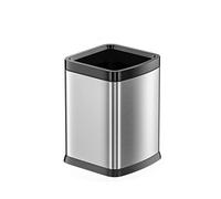 Stainless Steel 12L Lidless Trash Can - Large Waste Basket for Kitchen Bathroom Living Room & Garage - Modern Design Pressure Ring Sleek Silver Finish