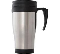 Stainless Steel 14oz Travel Coffee Mug, Insulated Interior Thermal Cup with Drink-Through Splash Proof Lid, Ergonomic Handle, Fits Standard Cup Holders, Satin Finish for Home, Travel, and Work