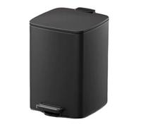 Stainless Steel 15L Trash Can with Pedal - Fingerprint-Resistant Reble Bin for Kitchen & Home Use (Black 42.5 * 29.2 * 30.3CM)