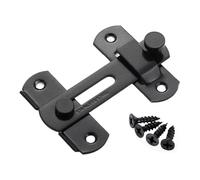 Stainless Steel 180 Degree Sliding Barn Door Lock for Cabinet Bathroom Silver Black(Black L)