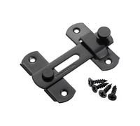 Stainless Steel 180 Degree Sliding Barn Door Lock for Cabinet Bathroom Silver Black(Black S)