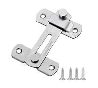 Stainless Steel 180 Degree Sliding Barn Door Lock for Cabinet Bathroom Silver Black(Silver L)