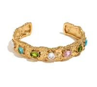 Stainless Steel 18K Gold Plated Elegant Avant-Garde Earrings Bracelet Ring Irregular Micro-set Stone Design Women Gift