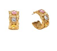 Stainless Steel 18K Gold Plated Elegant Avant-Garde Earrings Bracelet Ring Irregular Micro-set Stone Design Women Gift