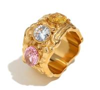 Stainless Steel 18K Gold Plated Elegant Avant-Garde Earrings Bracelet Ring Irregular Micro-set Stone Design Women Gift