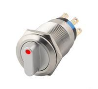 Stainless Steel 19mm Momentary Rotary Push Button Switch, 3 Position 2NO2NC, 3-6V LED Indicator, IP66 IK09 Waterproof for CNC Marine Industrial(Red)