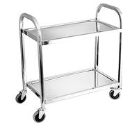 Stainless Steel 2/3 Tier Service Cart with Lockable Wheels Rolling Kitchen Cart for Home Restaurant Hotel Removable Storage Shelf and Versatile