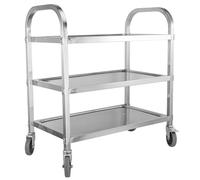 Stainless Steel 2/3 Tier Utility Cart with Lockable Wheels - Multi-Purpose Kitchen, Hotel, Restaurant & Home Use - 75x40x83cm Rolling Service Trolley