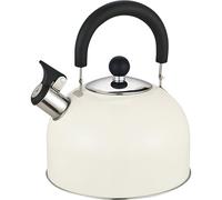 Stainless Steel 2.5L Whistling Tea Kettle, Large Stovetop Kettle for Gas Stove and Induction Hob, Heat Resistant Handle, Fast Boiling Hot Water Kettle (Cream)