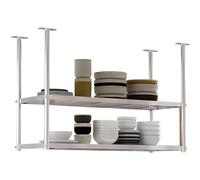 Stainless Steel 2-Tier Hanging Ceiling Shelf Rack - Durable Display Rack for Kitchen, Bar, Restaurant - Space-Saving Mountable Storage Solution (100x35x80cm)
