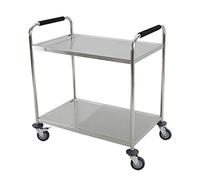 Stainless Steel 2-Tier Rolling Serving Trolley - Versatile Dining Cart & Tea Cart for Mobile Hotels Restaurants and Home Storage Solutions