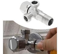 Stainless Steel 2-Way Double Angle Valve, 1/2 Inch Water Connection Fitting with Dual Outlets for Bathroom & Kitchen Plumbing Fixtures