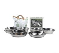 Stainless Steel 20-Piece Camping Dish Set for Outdoor Group Meals Featuring Stackable Design Rust Resistant Material and Portable Storage