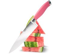 Stainless Steel 20cm/8" Chef’s Knife - Taylors Eye Witness Raspberry Syracuse Collection, Ultra Fine Cutting Edge, Razor Sharp Blade. Soft Textured Grip with Pastel Pink Rubberised Handle.