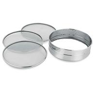 Stainless Steel 22 cm Interchangeable Sieve Set of 3 Flour Sieve, Spices, Food Strainers, Atta (Flour), Grains, Semolina, Food Granules, Coconut Powder, Cocoa Silver
