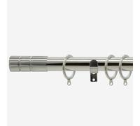 New Edge Blinds Stainless Steel 28mm Barrel Fixed Length Metal Curtain Pole in Light Grey | Size: 390 cm New Edge Blinds Light Grey 390 cm