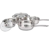 Stainless Steel 2pcs Casseroles with Vent Glass Lids,1 Piece Sauce pan Set with Lid & 1 Piece Frying pan