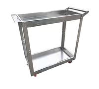 Stainless Steel 2Tier Utility Cart with Swivel Wheels HeavyDuty Kitchen & Restaurant Service Trolley Perfect for Display & Lab Use Double Layer Design