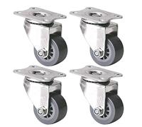 Stainless Steel 3.8cm (1.5in) Casters Max Load 35kg Flat Plate Design Universal Fit Gray Wheels Set of 4Durable HeavyDuty Rolling Casters for Furniture and Equipment