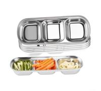 Stainless Steel 3-Compartment Dip Bowl Set Reusable 6-Pack | stainless steel, reusable design, silver finish, fits 20x9cm space, no rusting