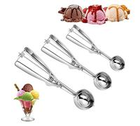 Stainless Steel 3-Piece Ice Cream Scoop Set: Large, Medium, and Small Cookie Scoops for Baking