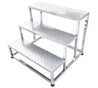 Stainless Steel 3-Tier Choir Risers - Heavy-Duty Podium Stage Platform for Commercial Use, Durable Silver Finish, Perfect for Choirs and Events (40x69x69cm)
