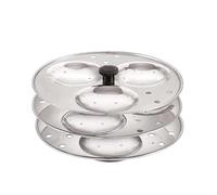 Stainless Steel 3-Tier Idli Stand - Idli Maker & Steamer Rack for Pressure Cooker | Makes 12 Soft Idlis | Durable, Rust-Free, Easy to Clean, Silver